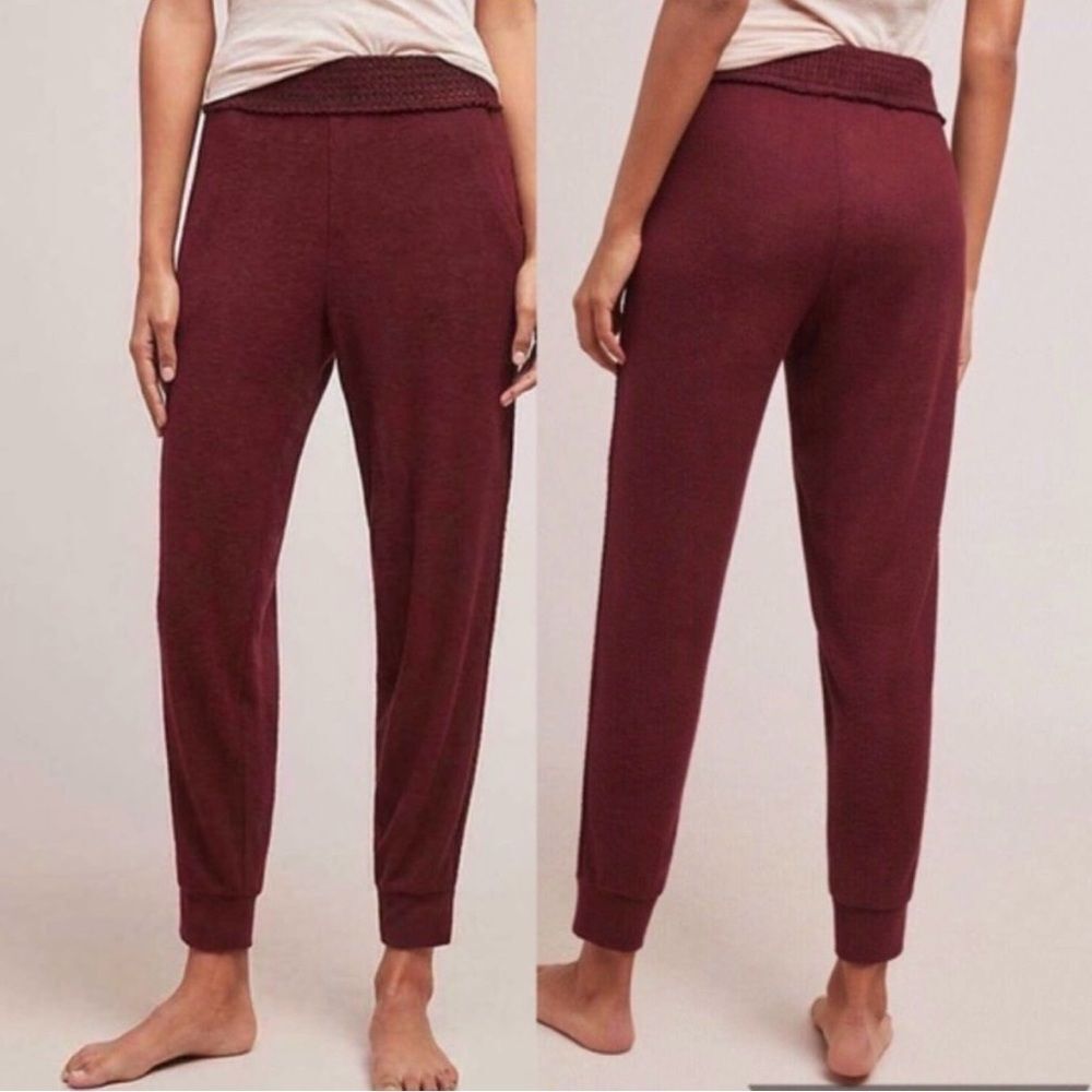 ANTHROPOLOGIE | SATURDAY SUNDAY Burgundy Waffle Stripe Joggers Women’s Size M